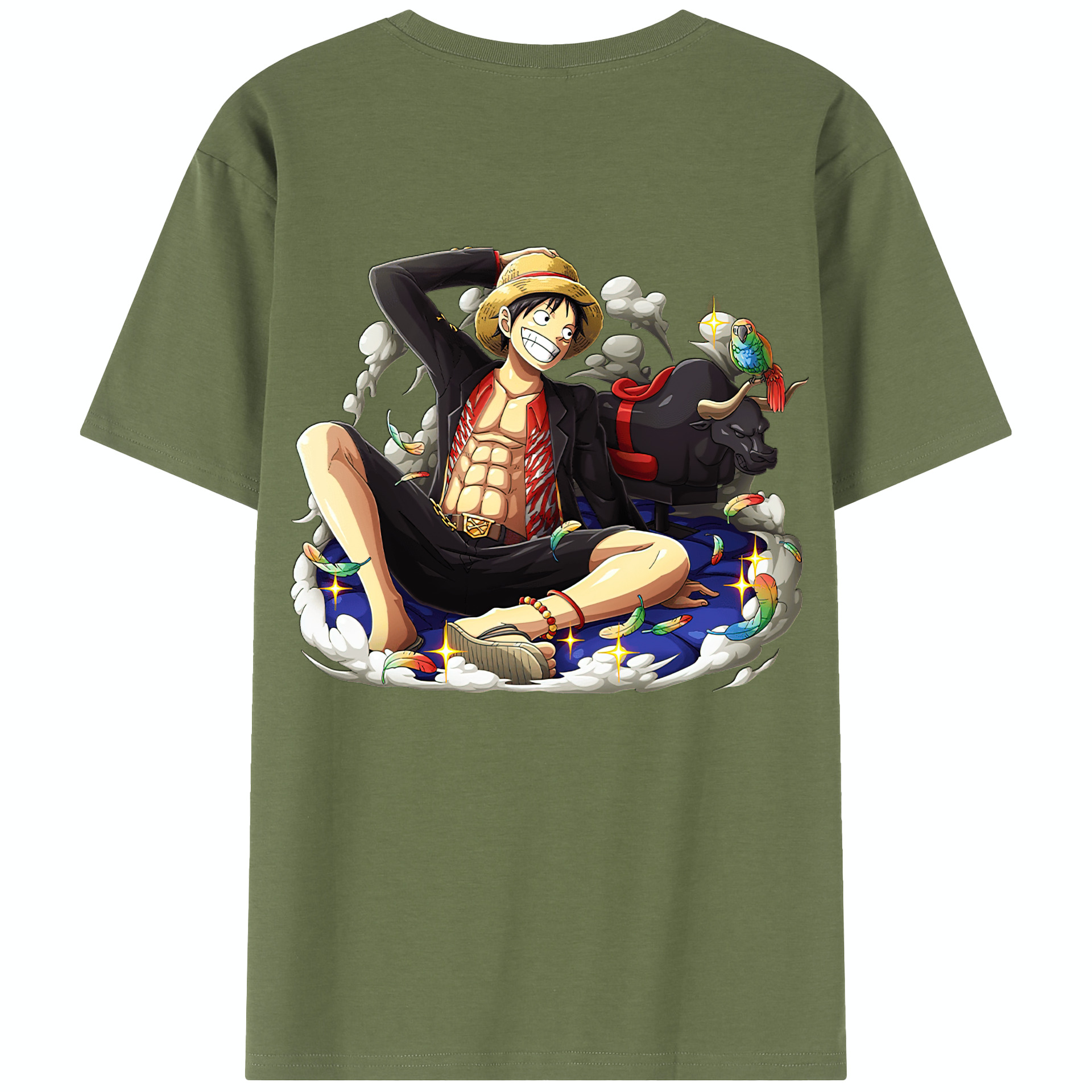 ワンピース モンキー・D・ルフィ ONE PIECE Monkey D. Luffy 綿100％半袖Tシャツ（背面プリント）